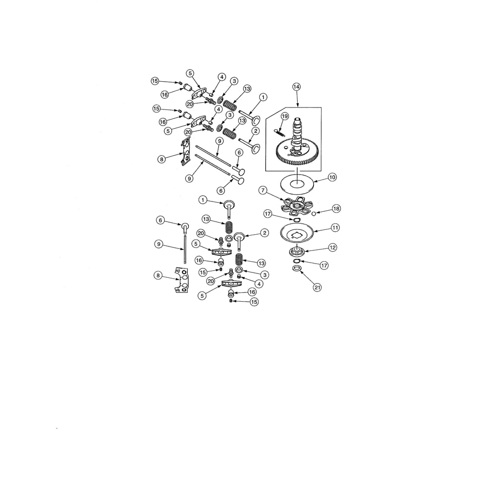 Camshaft/Valves Diagram and Parts List for 17AI2ACP756  Cub Cadet Lawn Tractor